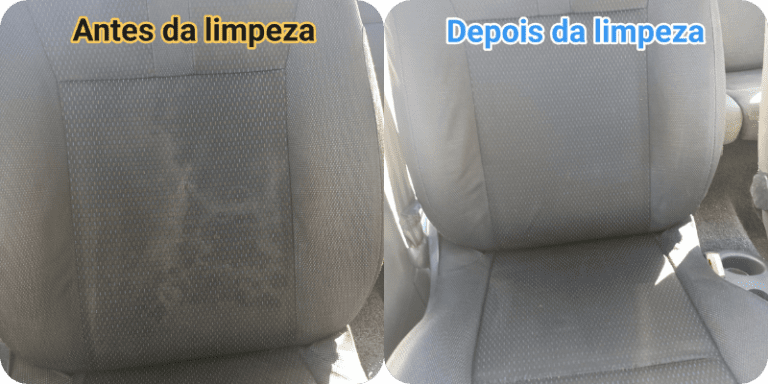 Antes e depois limpeza de estofos